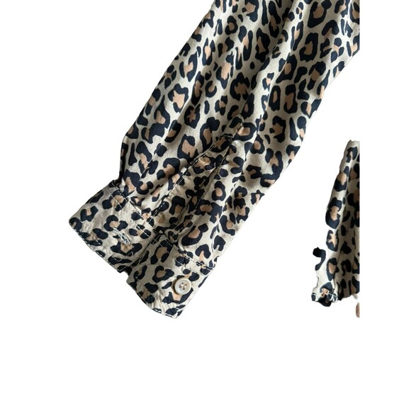 Beach Lunch Lounge Blouse Women's S Leopard Animal Print Button Up Tie Waist - Picture 6 of 8
